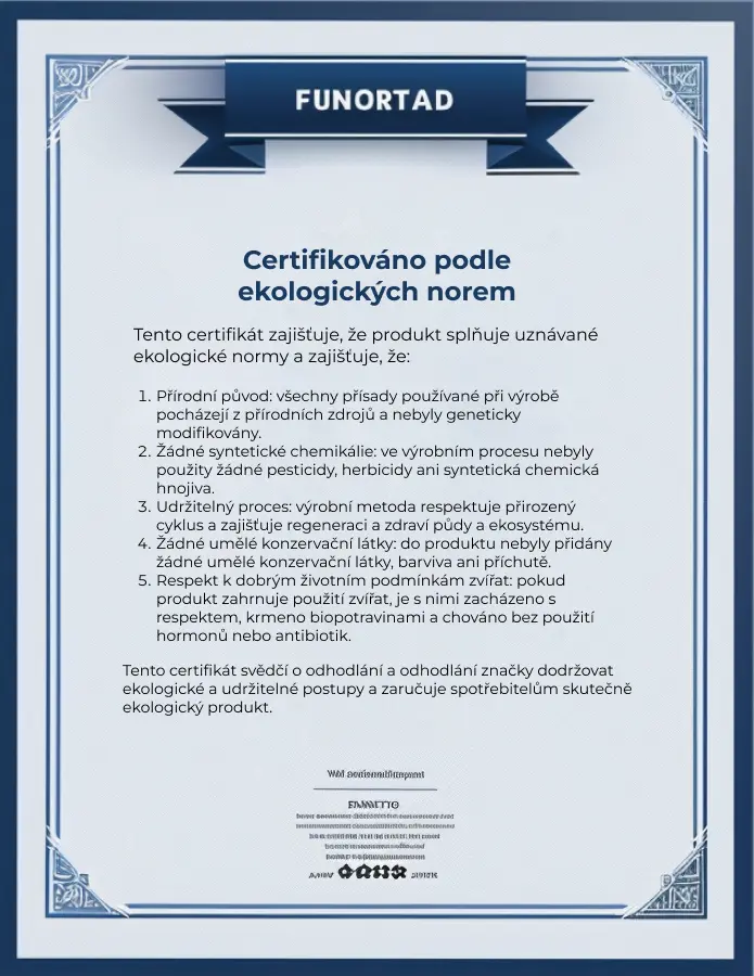 Certifikát souladu s organickými standardy